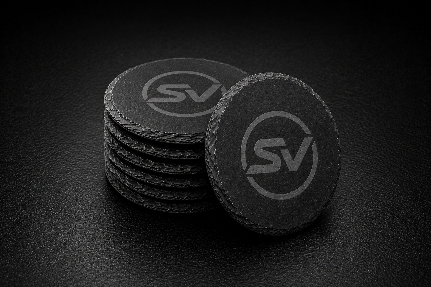 Custom 4" Round Laser-Engraved Slate Coasters