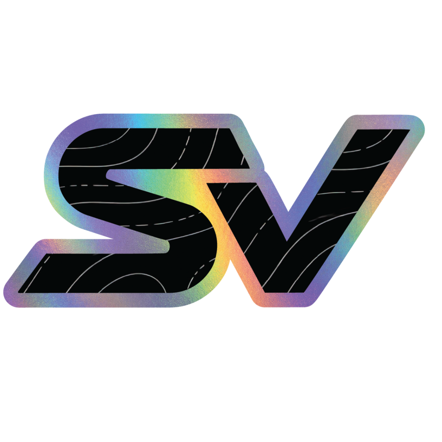 Logo with 'SV' in a rainbow gradient on a white background