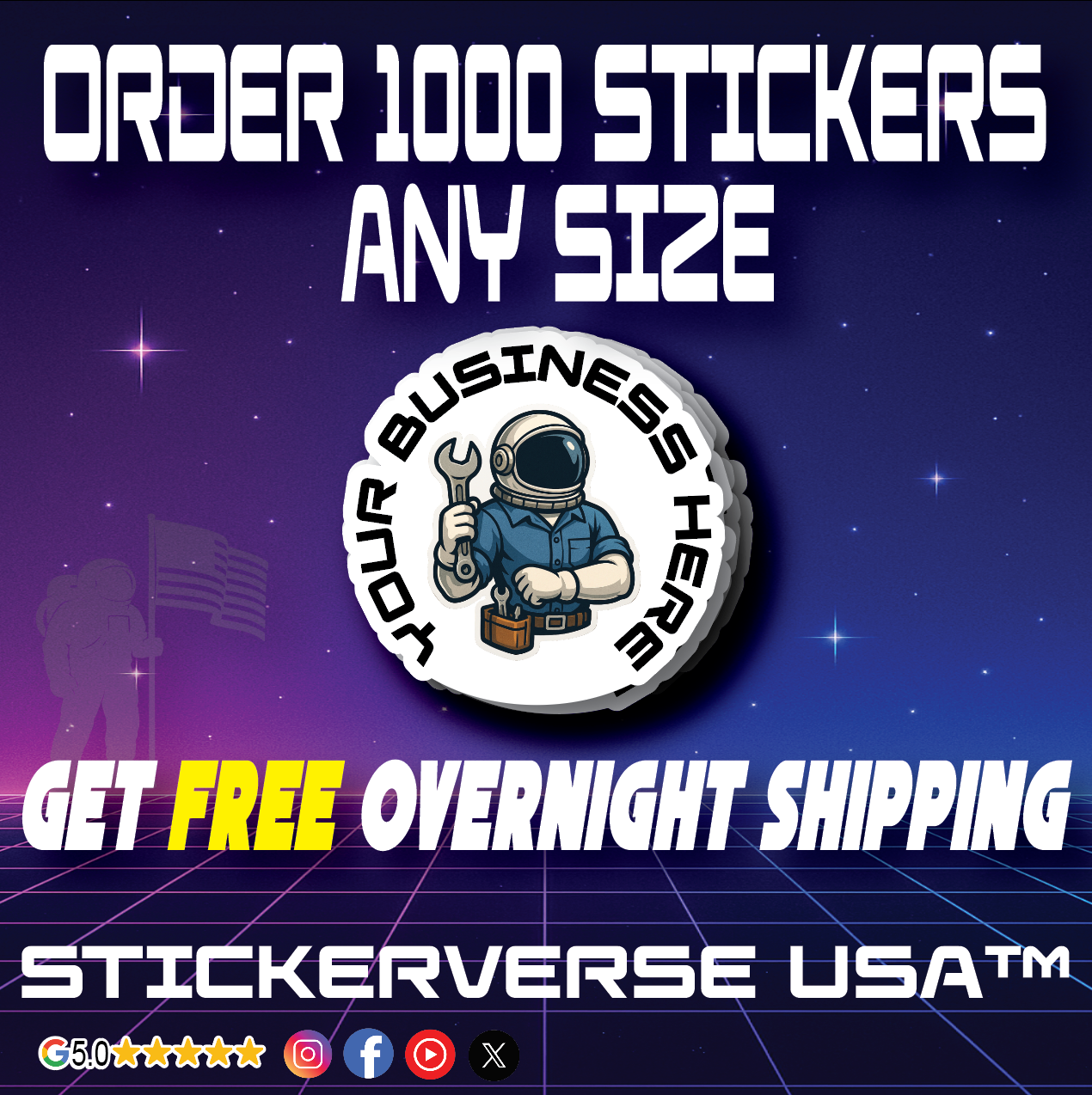 1000 Custom Die Cut Stickers