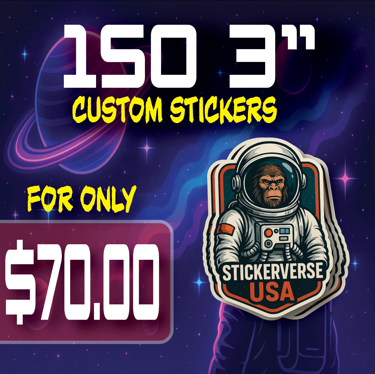 150 3" Custom Die Cut Stickers