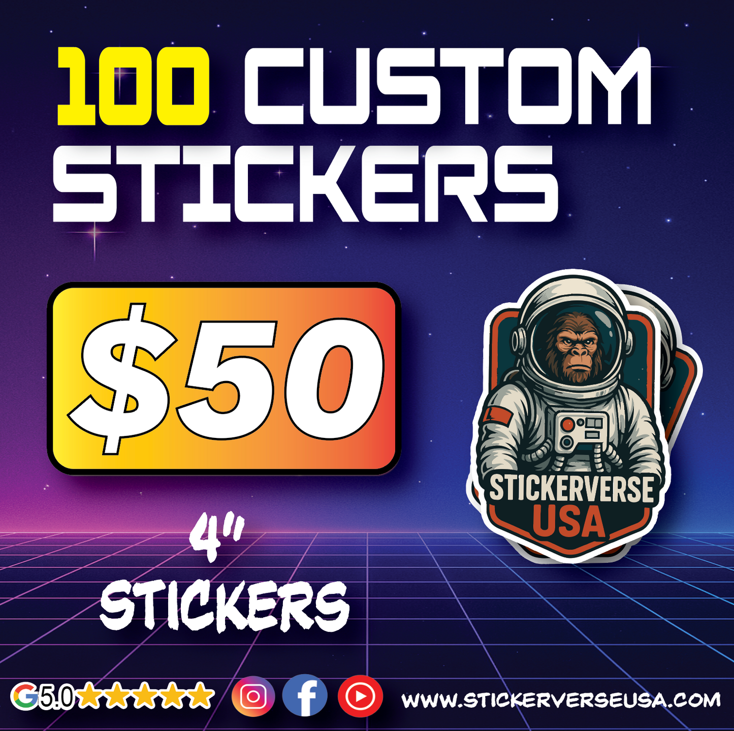 100 4" Custom Vinyl Stickers
