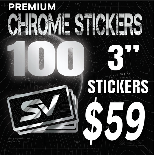 100 3" Chrome Stickers