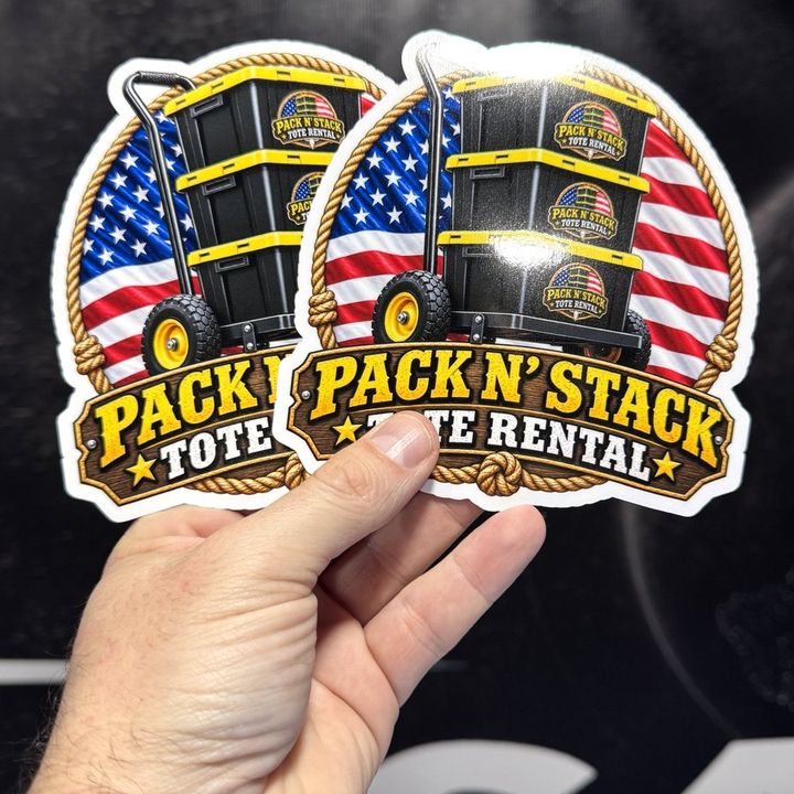 Pack N' Stack Tote Rental: Die-cut vinyl sticker